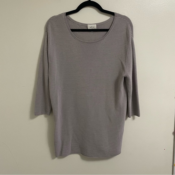 Aritzia wilfred women’s scoop neck 2/3 sleeves linen knit sweater size small - Picture 1 of 8